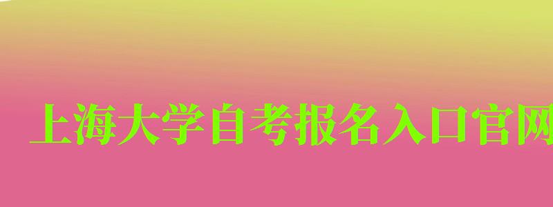 上海大學自考報名入口官網