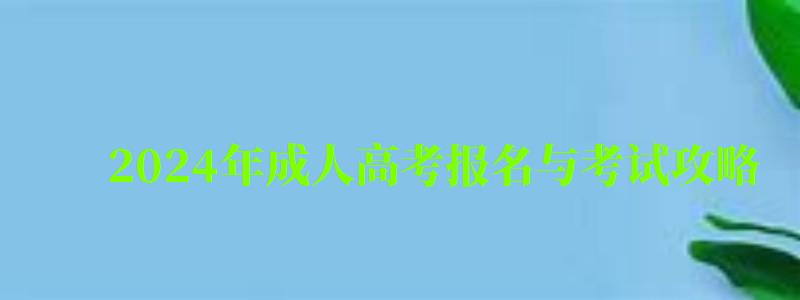 2024年成人高考報名與考試攻略